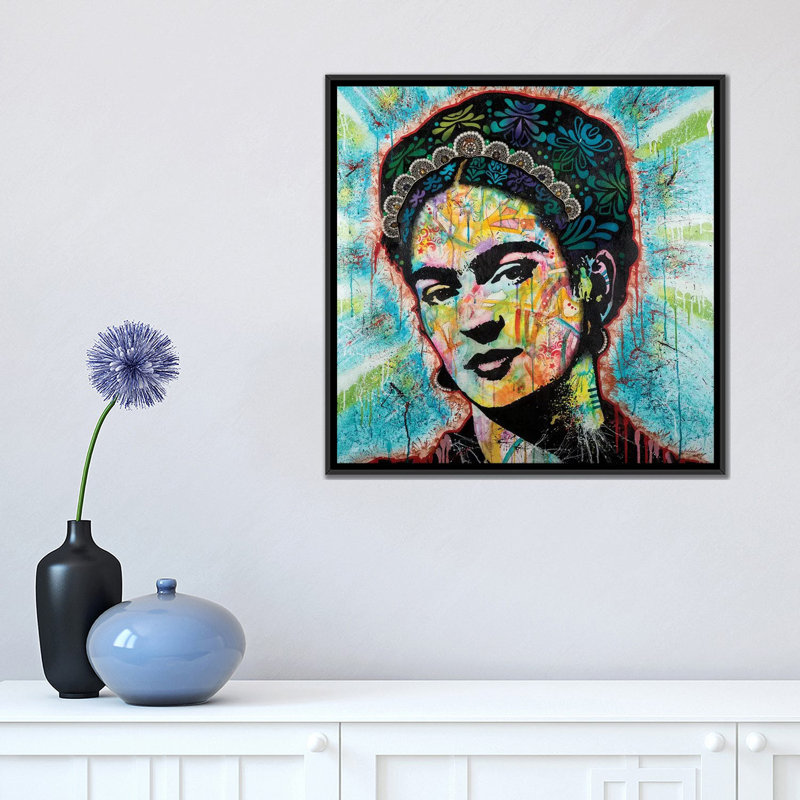 «Frida», impression sur toile, H 18 po x l 18 po x P 1,5 po, Toile encadrée noire, Pas de tapis