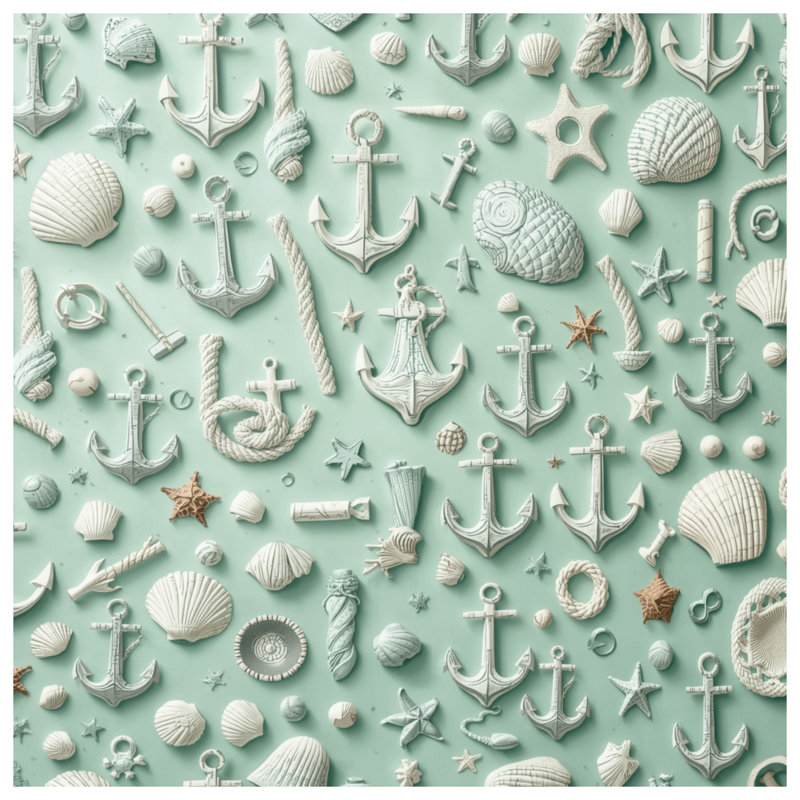 Rideaux, voilages et voilages à motif de coquillages Shells Anchors Rope Seashells - 1 panneau, 50 po x 92 po - 1 panneau