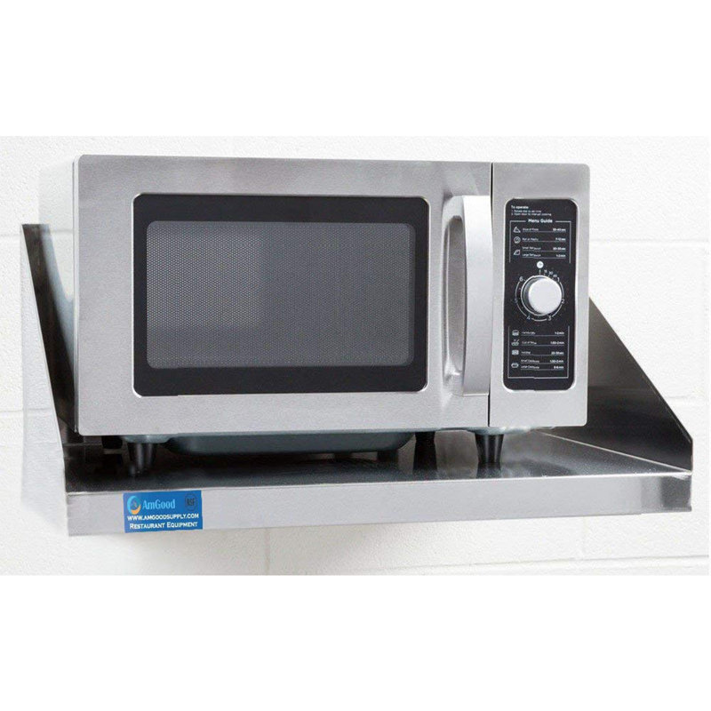Stainless Steel Microwave Shelf, NSF Certified, 10" H x 24" W x 18" D