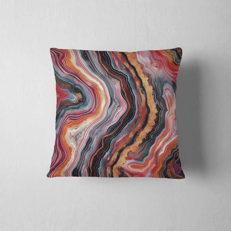 Agate Abstract Reversible Pillow Cover, 22"H x 22"W, Red/Blue/Orange