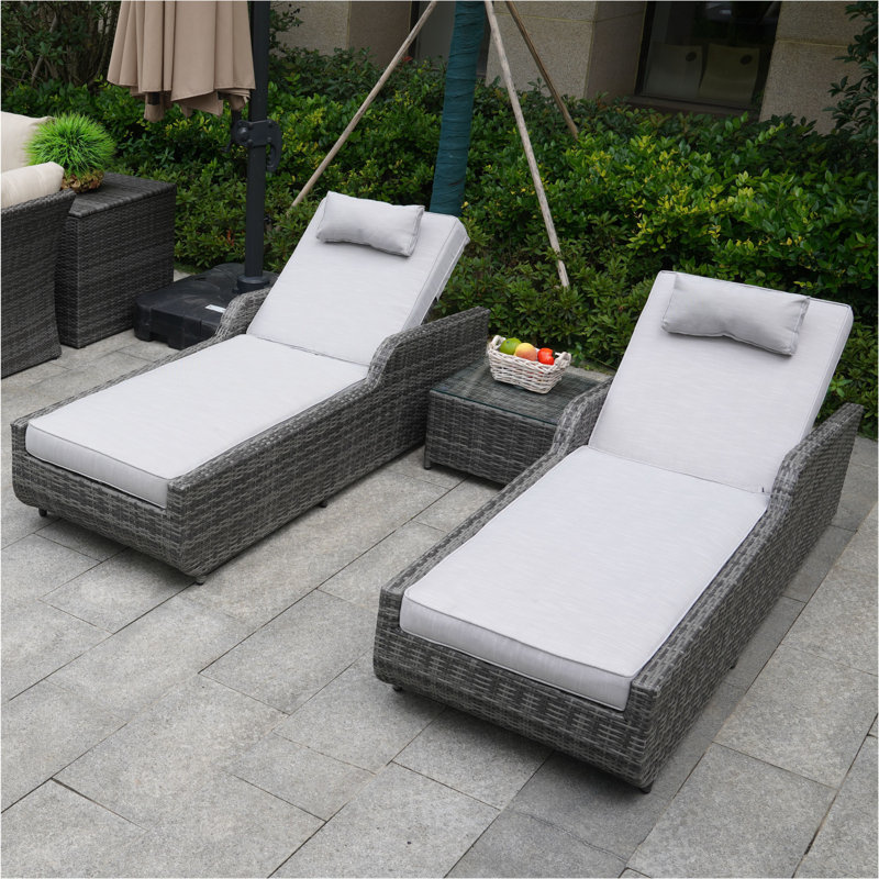 Chaise longue inclinable avec coussin Elia, Gris