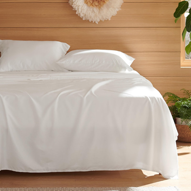 Ensemble de draps en coton 300TC, Ensemble de drap grand avec un drap-housse et deux, Gris foncé