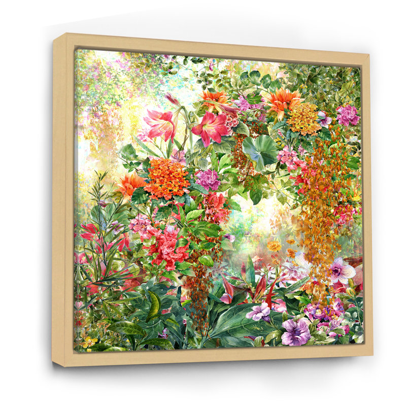 Moderne rouge et vert Summer Garden V - reproduction de cadre photo sur toile, H 16 po x l 16 po x P 1 po