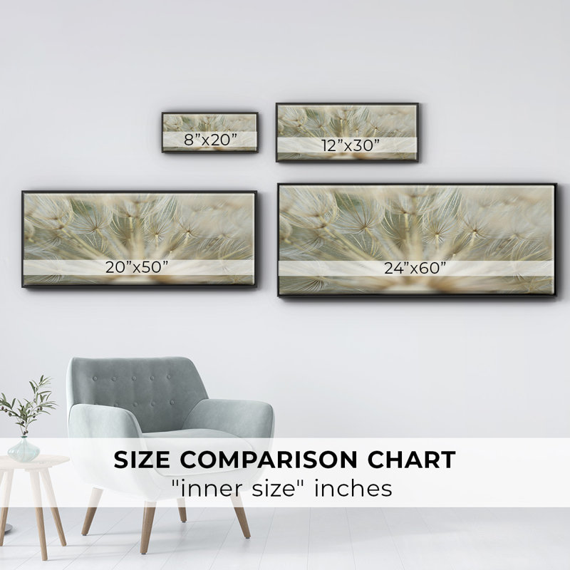 Macro Dandelion IV- Framed Canvas, 24" H x 60" W
