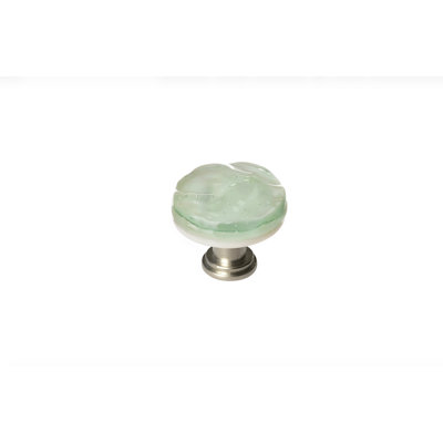 Glacier 1 1/4" Diameter Spruce Green Round Glass Decorative Hardware Knob