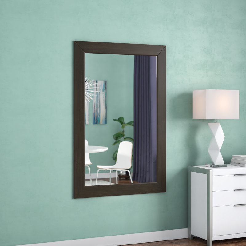 Engineered Wood Flat Wall Mirror, 36" H x 24" W, Black