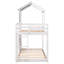 Lit superposé simple au-dessus d'un lit simple en bois avec toit, fenêtre, garde-corps et échelle
