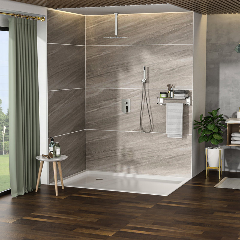 10 Inch Ceiling Mount Dual Shower - Brushed Nickel Square Head With Rainfall And Handheld Options, Easy To Clean System Function Installation