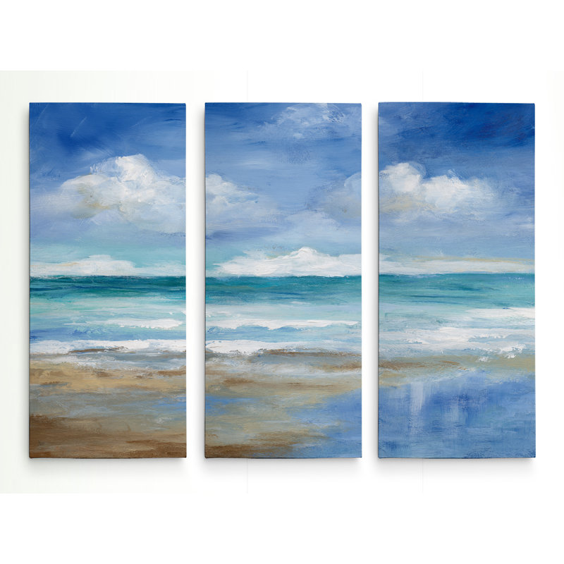 «Washy Coast II», reproduction de 3 pièces sur toile, H 40 po x l 60 po x P 1,5 po