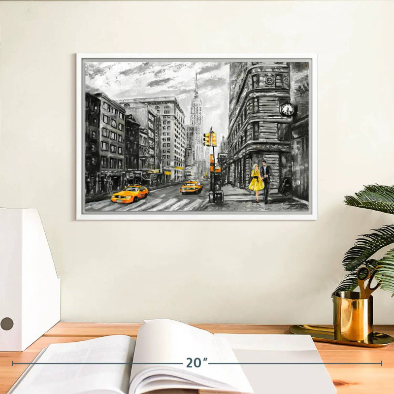 NYC, Cadre flottant blanc, 13 po x 9 po