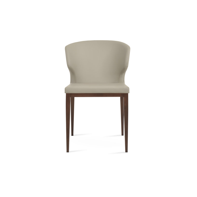 Chaise d'appoint Amed Mw, Similicuir rouge, Noyer