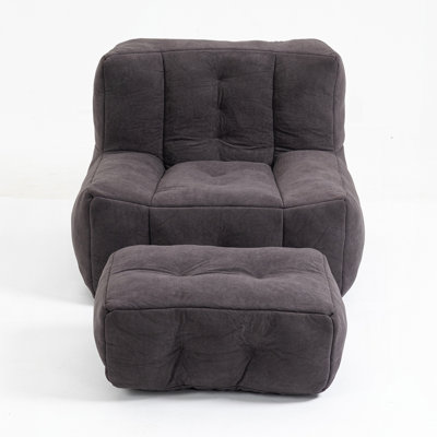 Plush Memory Foam Bean Bag Chair with Ottoman | Ergonomic Lazy Sofa for Adults | Super Soft Modern Design for Living Room/Bedroom/Apartment