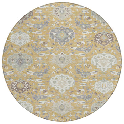Ilyara Gold Washable Indoor-Outdoor Rug - 