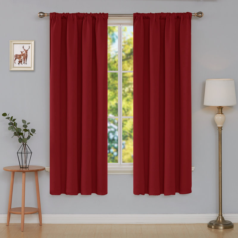 Maksymilan Room Darkening Curtain Pair, 38" W x 63" L, True Red