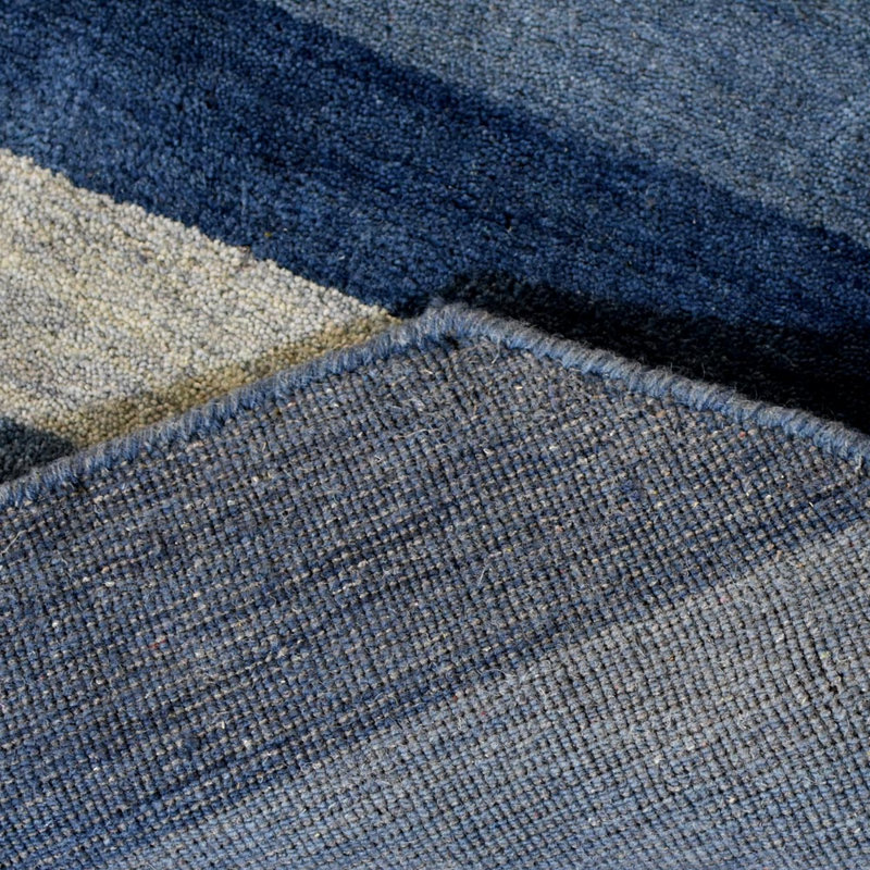 Kenshawn HAND KNOTTED LOOM WOOL ECO-FRIENDLY AREA RUGS - Octagon | Blue Light Blue Color, Contemporary Modern Design, High Pile Handmade Anti Skid