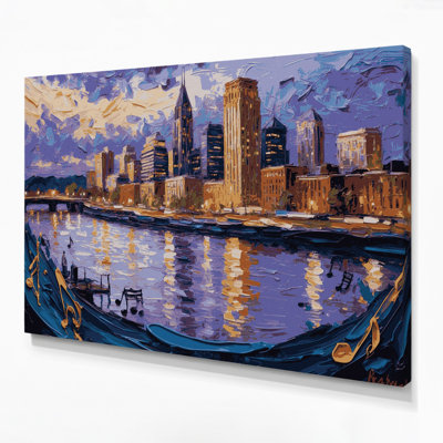 Cities Nashville TN Purple Canvas Wall Art