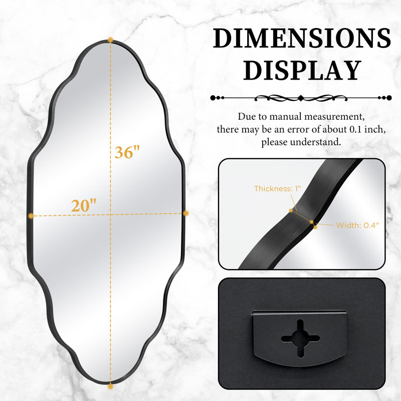 Oval Wall Mirror with Aluminum Frame, HD Tempered Glass, Mosaic Accent, Vertical/Horizontal Hanging, Shatter-Resistant for Bathroom Vanity, Living Room & Entryway