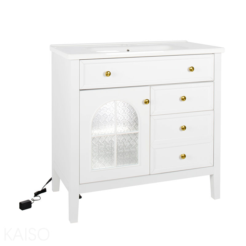Armoire de salle de bain 35,6 ", seulement armoire, blanc, Blanc