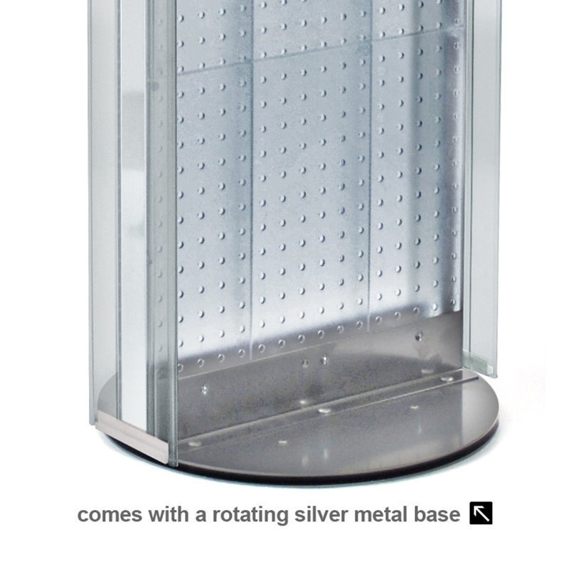White Two-Sided Pegboard Floor Display with Revolving Base