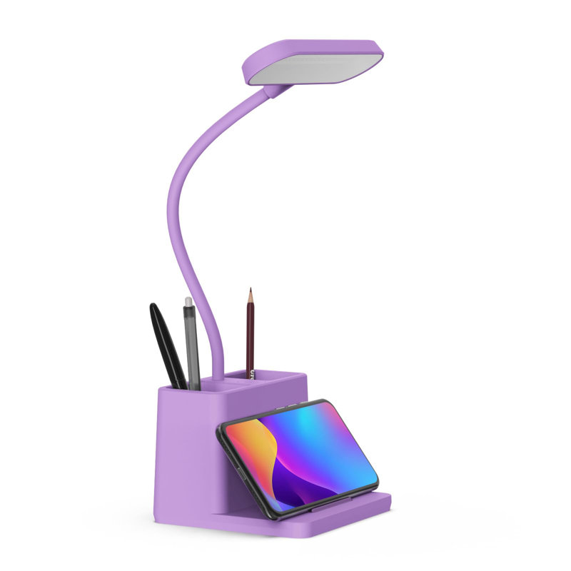 Lampe de bureau réglable avec rangement Covie, Mauve