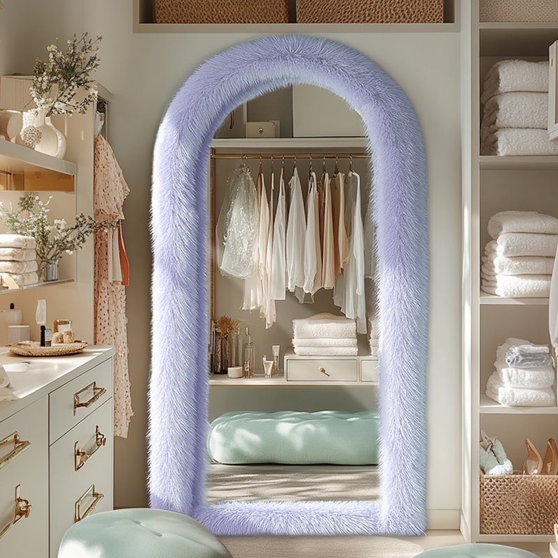Miroir de plancher en bois manufacturé Jezell, 63 po x 24 po, Mauve