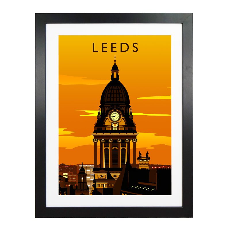 Leeds 2 Portrait - Print, 40cm H x 30cm W x 3cm D, Black Framed