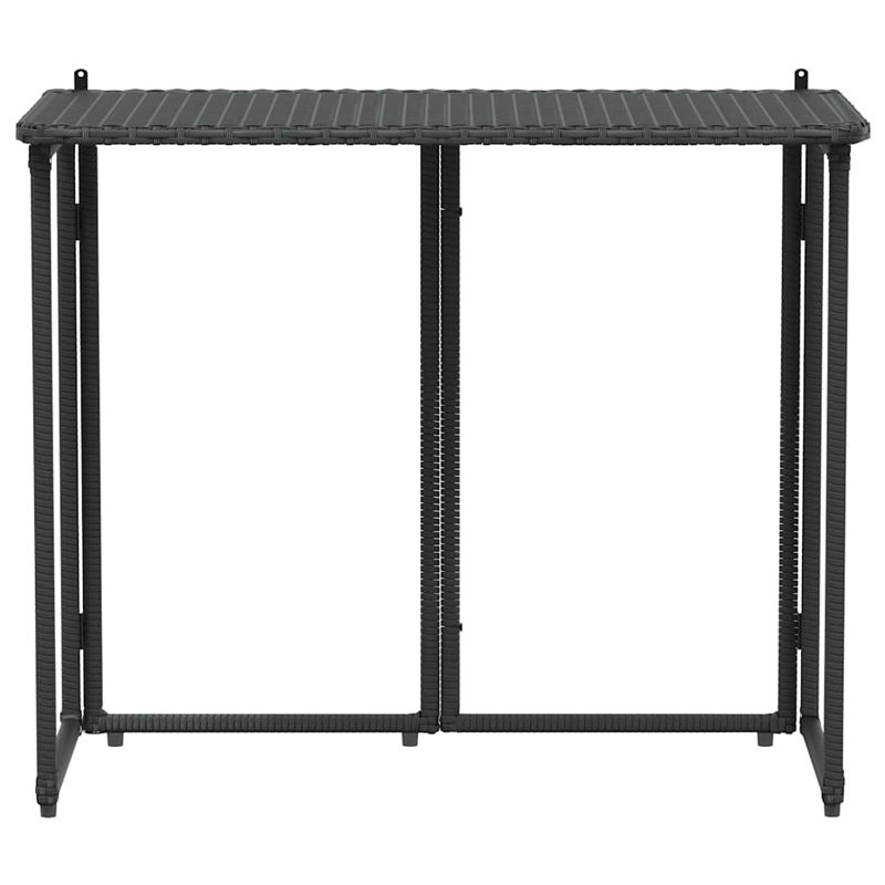 Folding Garden Table 90X51x75 Cm Poly Rattan, Black