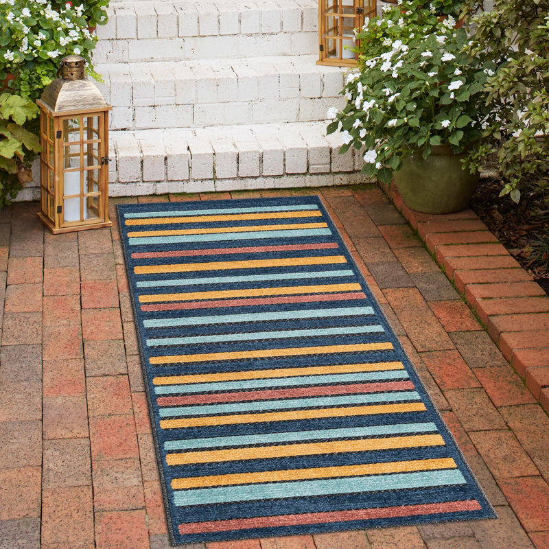 Berdy Striped Indoor / Outdoor Rug, Runner 2' x 8'