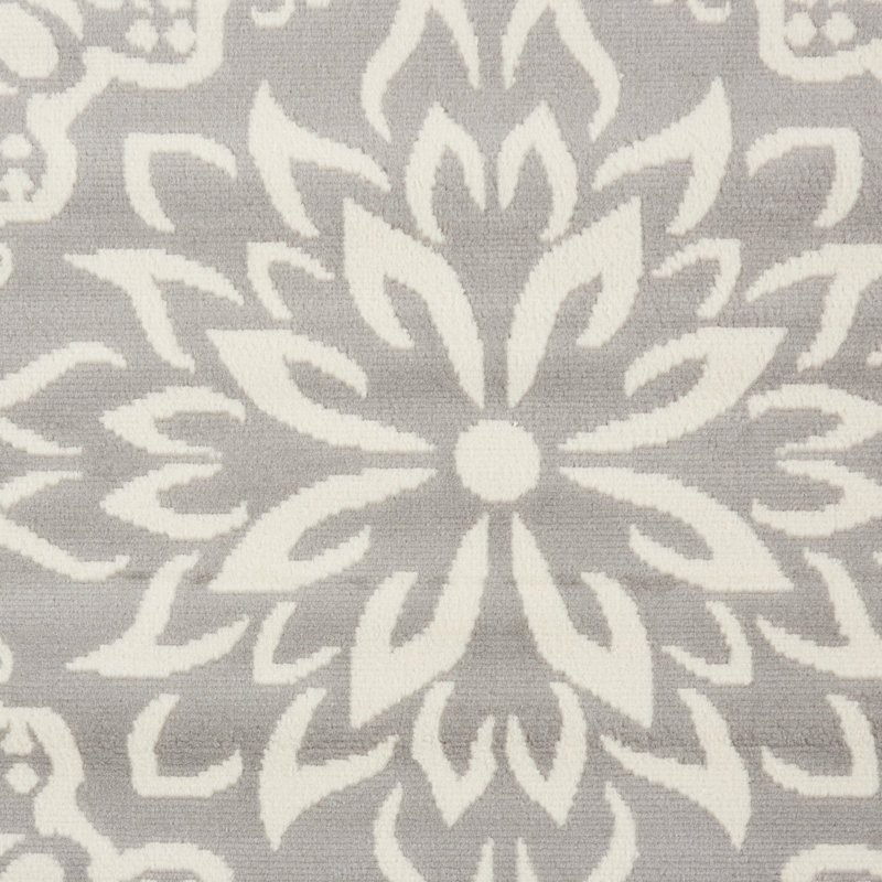 Tapis floral ivoire / gris Yurig, Rectangle de 3 pi x 5 pi