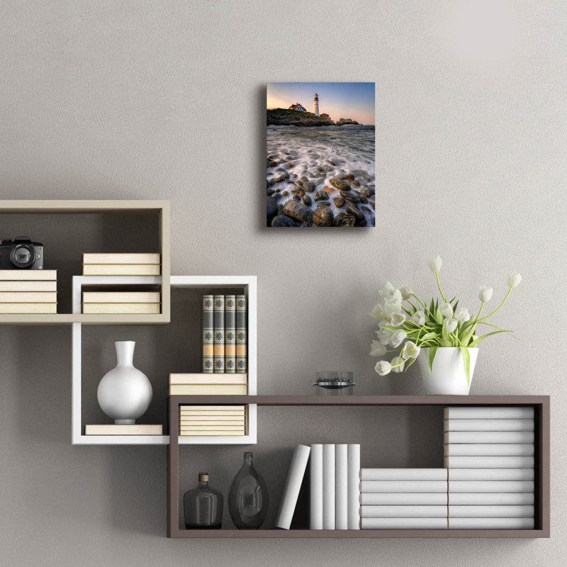Art mural en verre Latitude Run «Portland Head Cobblestones» par Rick Berk, H 16 po x l 12 po x P 0,13 po