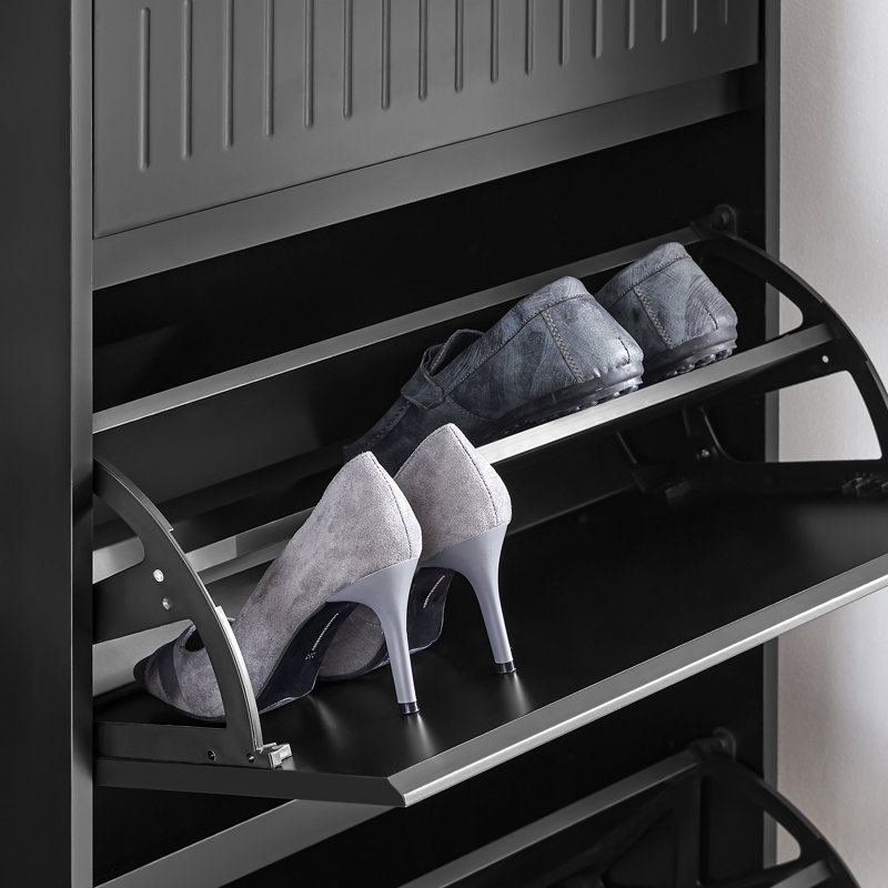 6 Pair Shoe Cabinet, Black