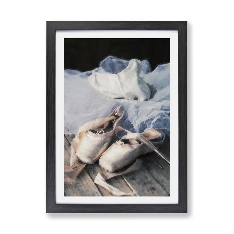The Dress and Slippers of a Ballerina - Framed Print, 45cm H x 63cm W x 2cm D, Black