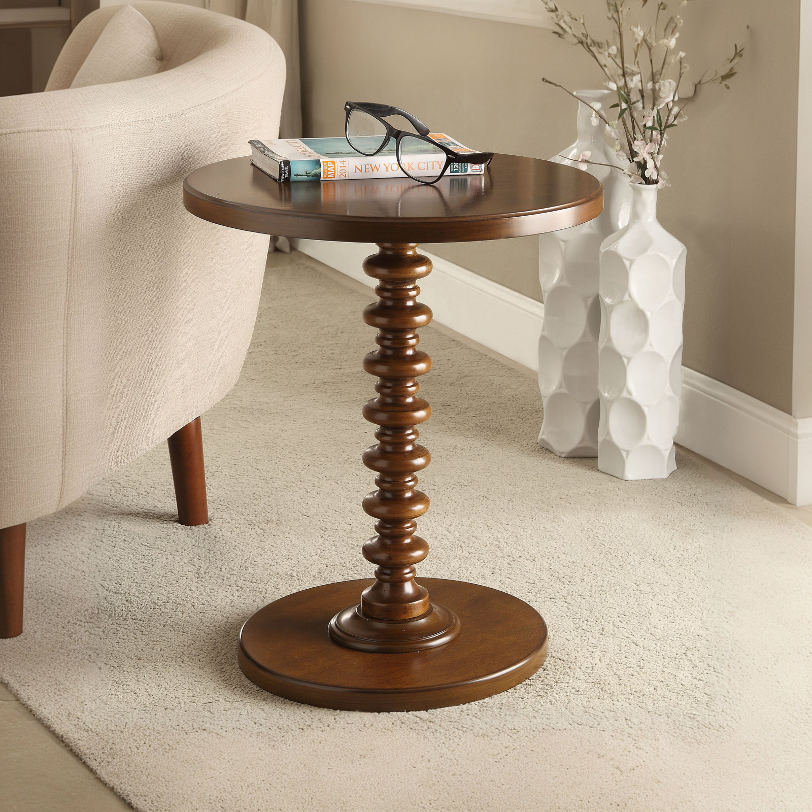 Fiama End Table, Brown, 22.25" H x 17" W x 17" D