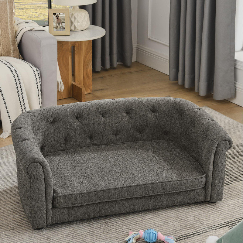 Lit rectangulaire pour chien, canapé-lit pour chien, H 15 po x l 38 po x P 22 po, Gris foncé