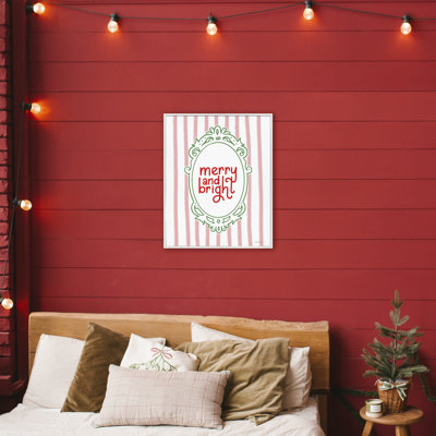 Merry and Bright Ornate Border Framed Giclee, design by Rachel Nieman