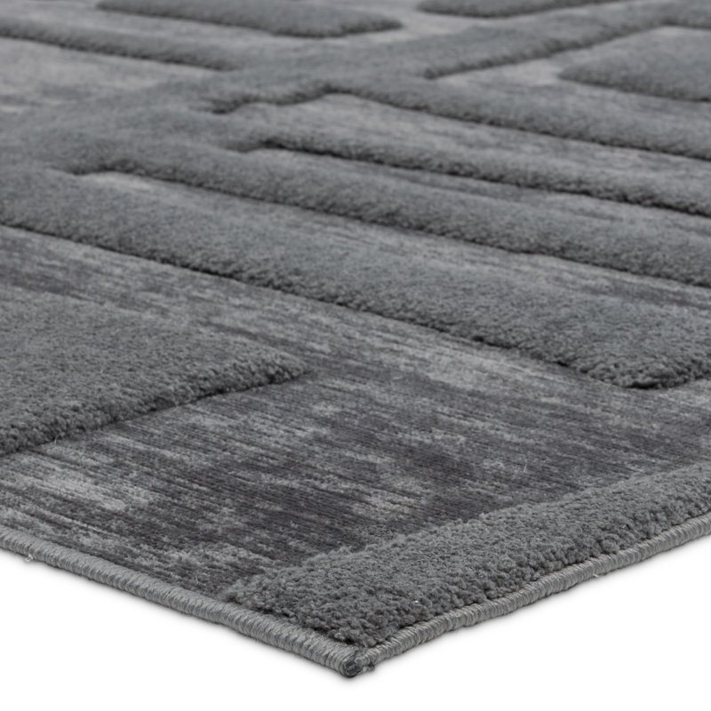 Wrought Studio Mariora Powerloomed Abstract Gray Area Rug, Rectangle 7'6" x 9'6"