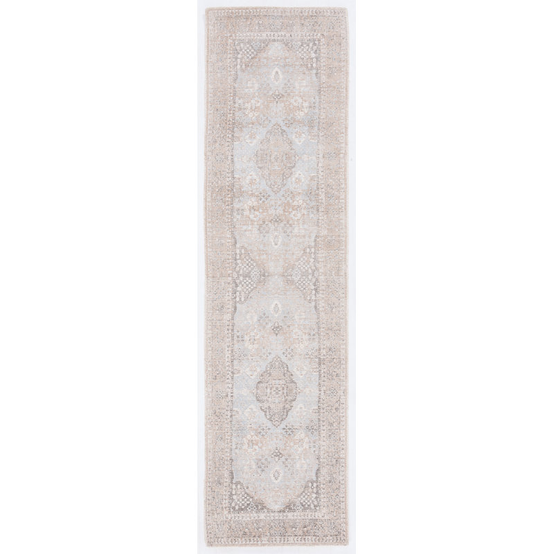 Oakland Hand Loomed Wool/Viscose Oriental Rug in Sand/Beige, Runner 2'3" x 19' 