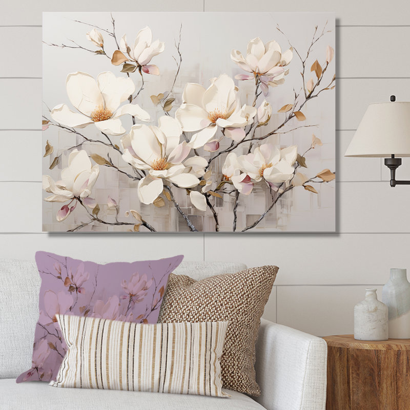 «White Elegance In Magnolias», art mural sur toile Magnolias, Toile tendue, H 30 po x l 40 po x P 1,5 po