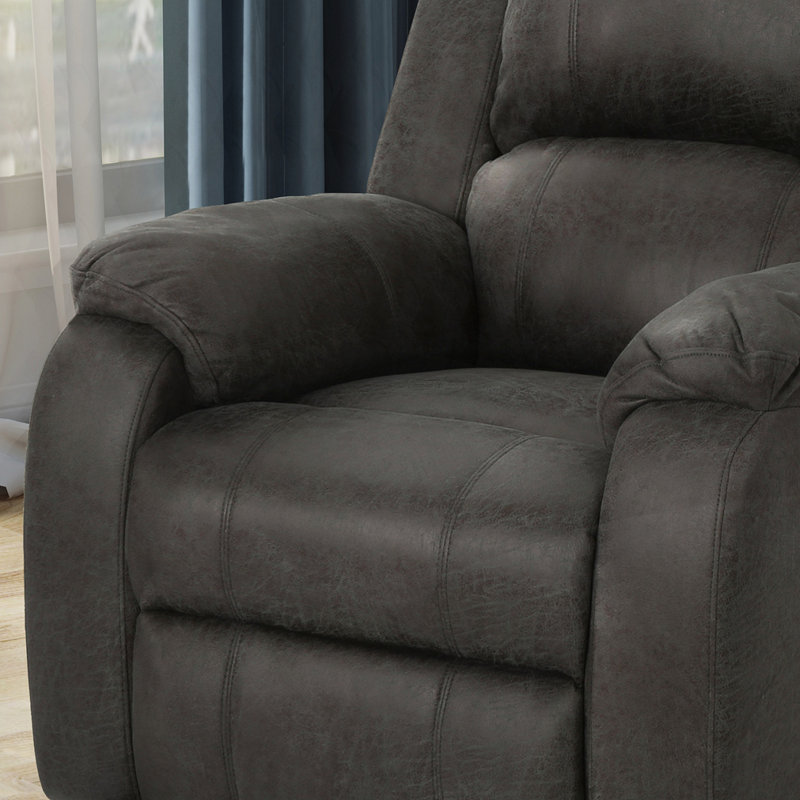 Fauteuil inclinable manuel en tissu de lin ardoise, dimensions 34,5 po x 39 po x 39 po, Ardoise
