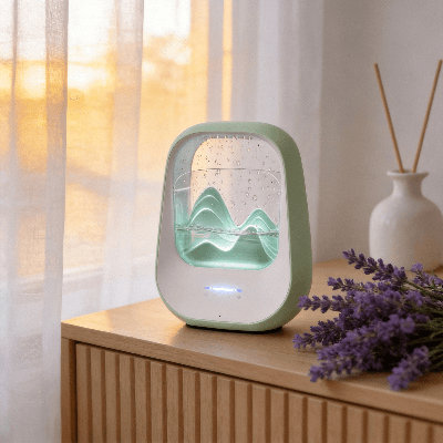 Rain Drop White Noise Machine With Humidifier, Bluetooth Speaker & Aroma Diffuser, 7-colour Mood Light And Nature Sounds For Bedroom, Office & Meditation, Mint Green