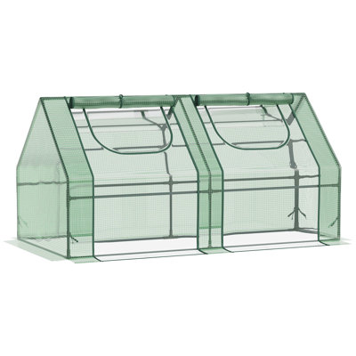 Serre portative de 1,8 m x 0,9 m, structure en acier, 2 bâches et fenêtres enroulables, favorise la croissance des plantes de jardin, double couche de protection, polyéthylène/plastique pour une croissance optimale, indispensable
