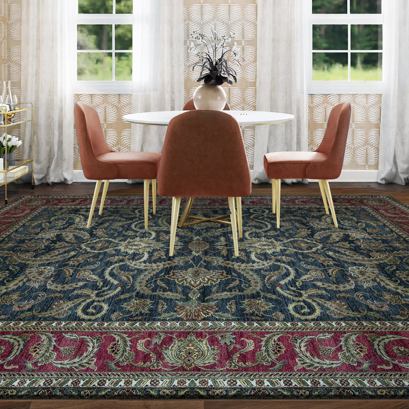 Tapis noir et rouge de haute qualité noué à la main