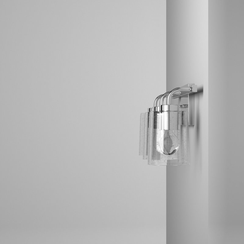 Chrome 3-Light Dimmable Vanity Light with Seeded Glass Shades