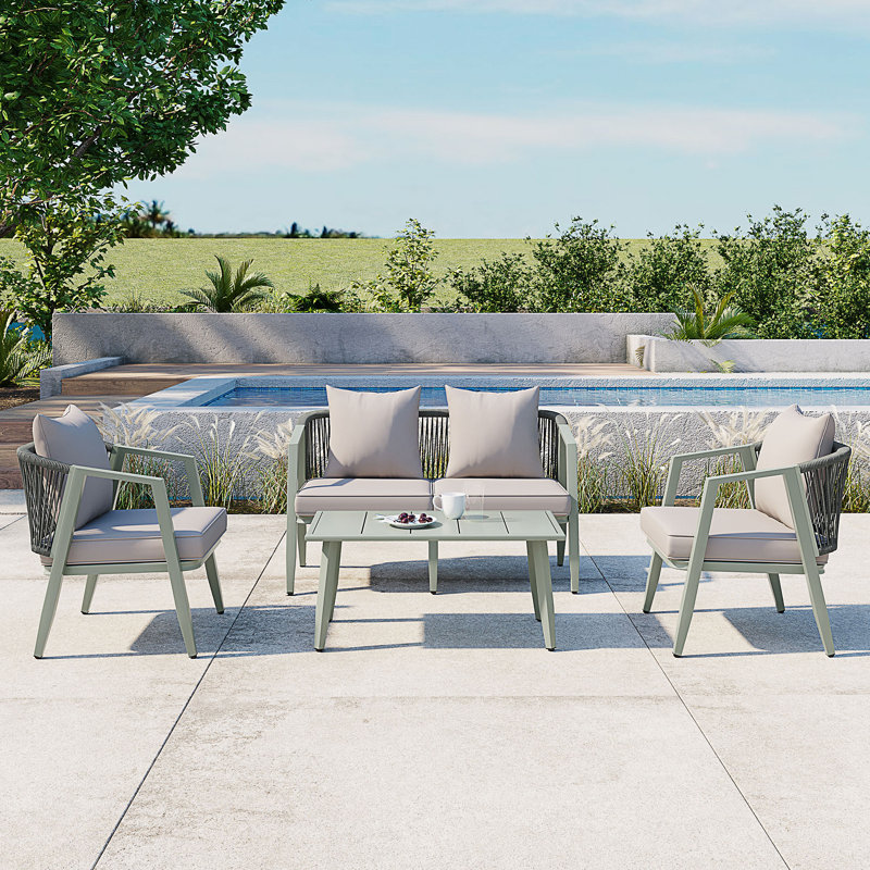 Ensemble de sièges d'extérieur durables et confortables, Vert, Gris clair