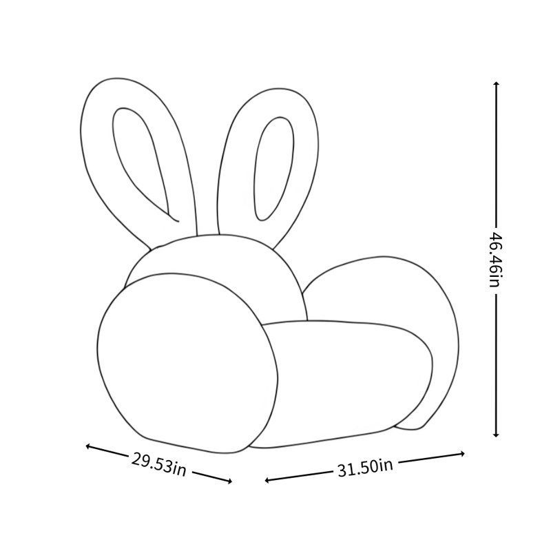 Modern Minimalist Rabbit-shaped Sofa Chair, Bleu