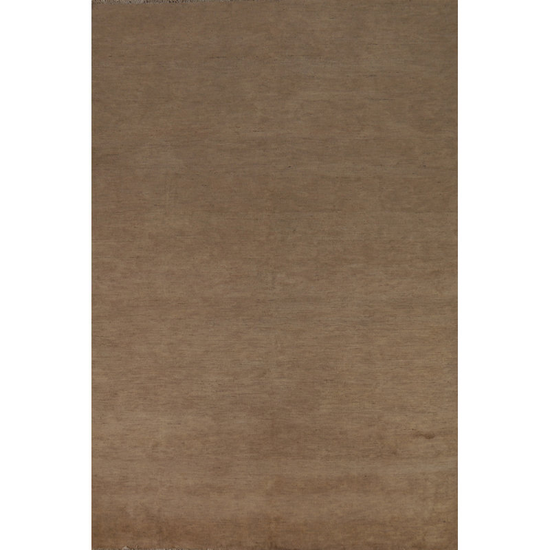 Brown Solid Gabbeh Oriental Area Rug 7x10