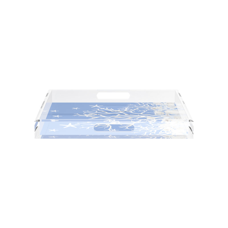 Plateau décoratif carré en acrylique Coral Reef, Bleu, L 15 po x P 15 po x H 2 po