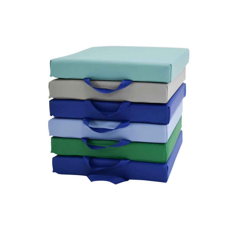 Square Floor Cushions - 6 , Blue/Green/Light Blue