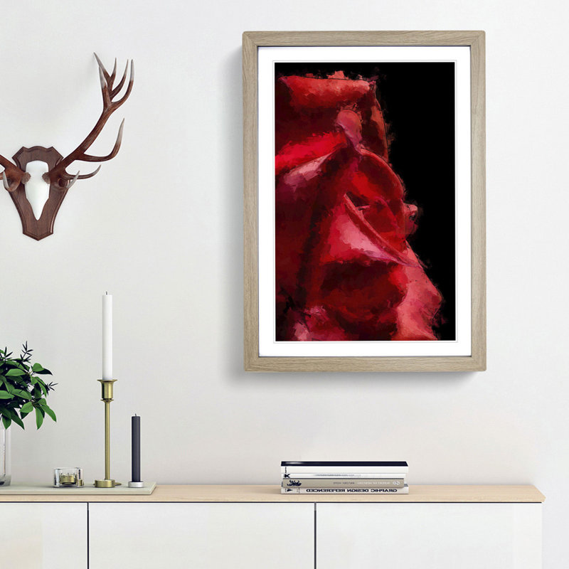 Petals of a Red Rose - Framed Print, 87cm H x 62cm W x 2cm D, Oak Framed