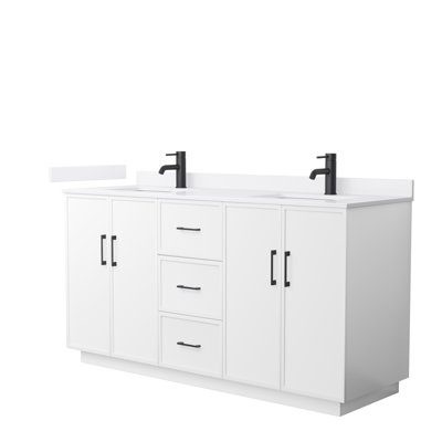 Elan TK 66" Freestanding Double Bathroom Vanity with Quartz Top